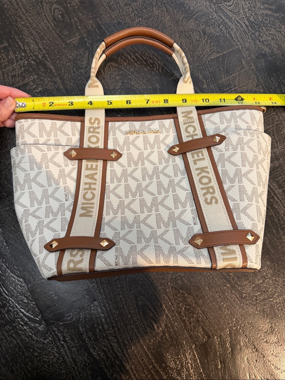 Michael Kors Cream and Brown Signature Canvas Tote - Picture 3 of 13